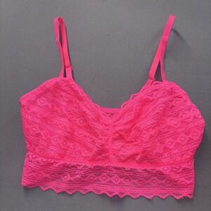 Victorias Secret PINK Women's Medium Lace Bralette Bra HOT PINK Wireless